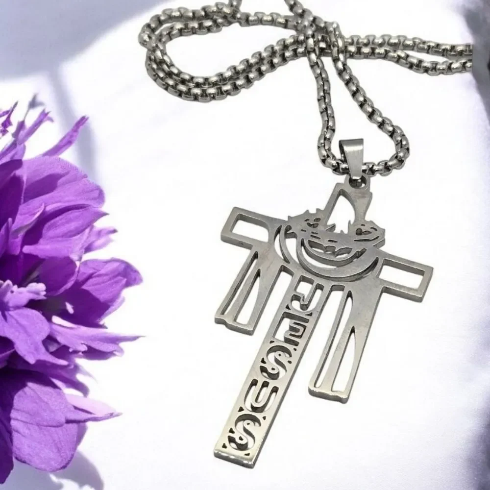 Crown of Thorns Cross Pendant Necklace Stainless Steel Christian Easter Jewelry